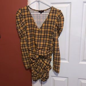 Checkered yellow, and black dress